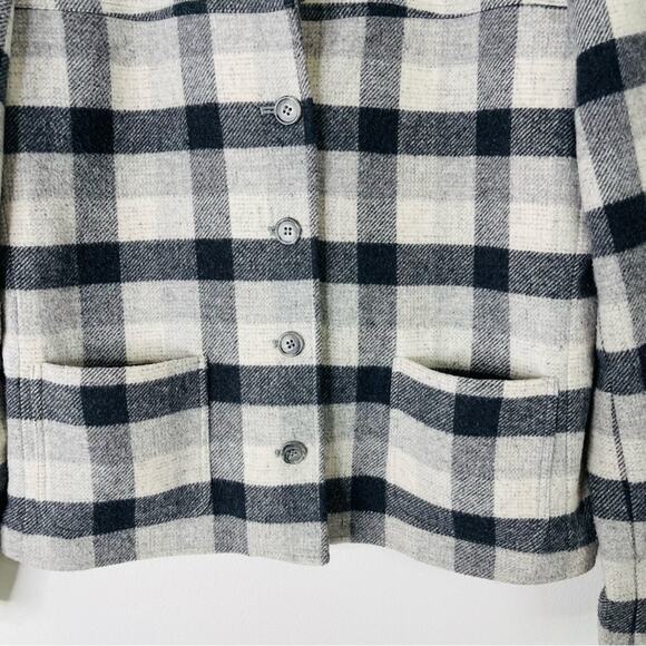 Formula grey white wool plaid button barn chore coat preppy jacket 12 - Picture 3 of 6